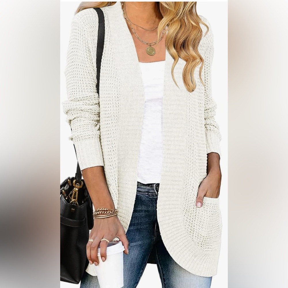 Long Sleeve Open Front Chunky Knit Draped Cardigan